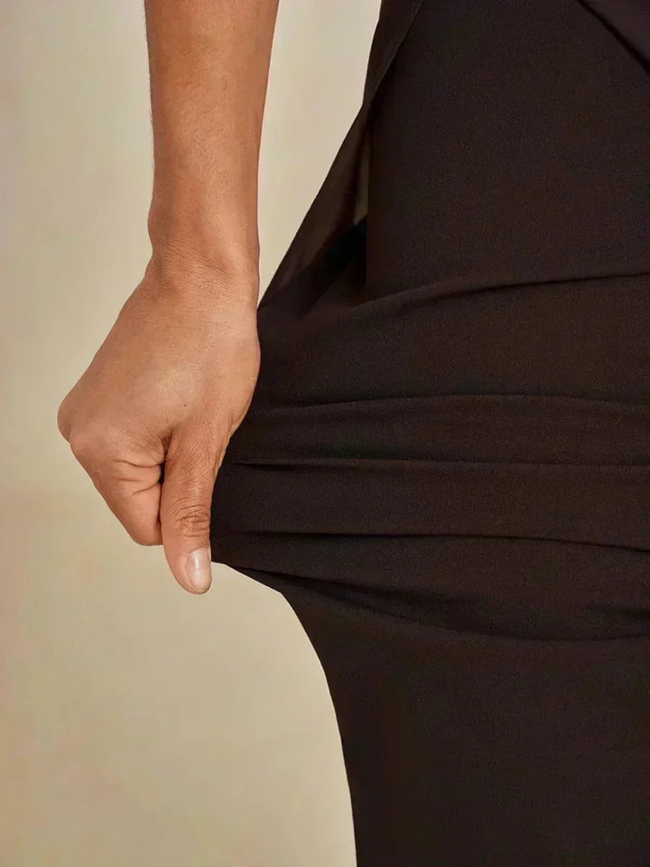 Pantaloni a Gamba Dritta con Sovrapposizione in Chiffon