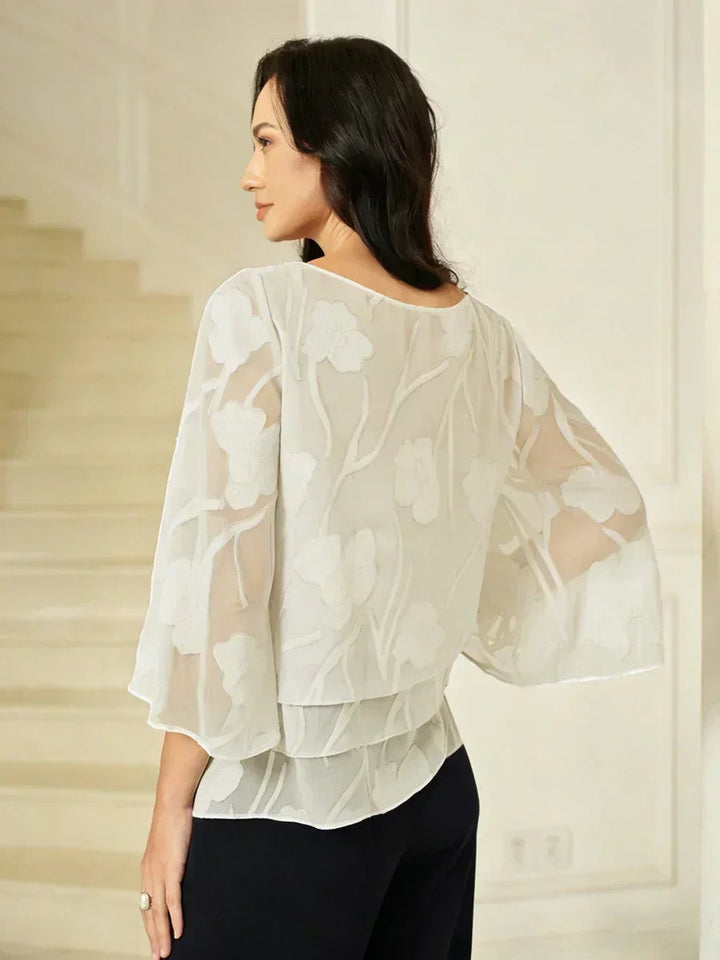 Blusa a Strati in Chiffon con Fiori