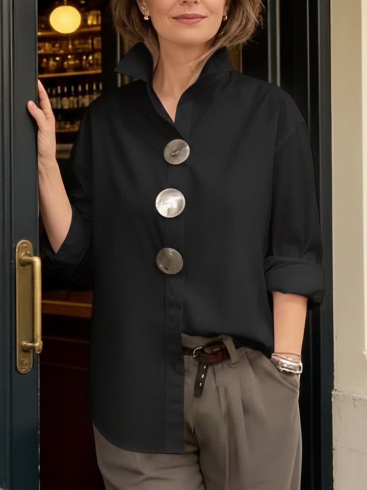 Stellara | Blusa con Collo Alto e Bottoni