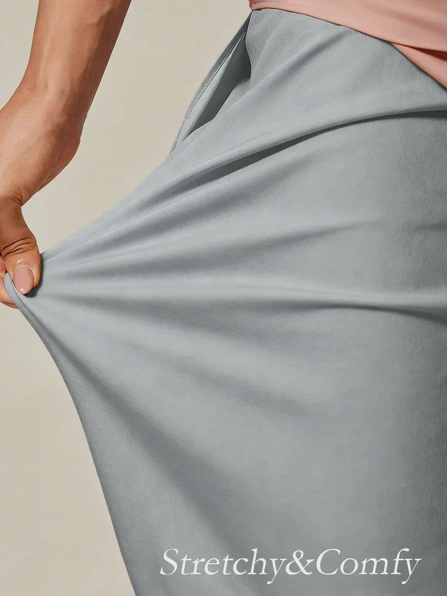 Pantaloni a gamba dritta con lunghezza cropped e sovrapposizione in chiffon
