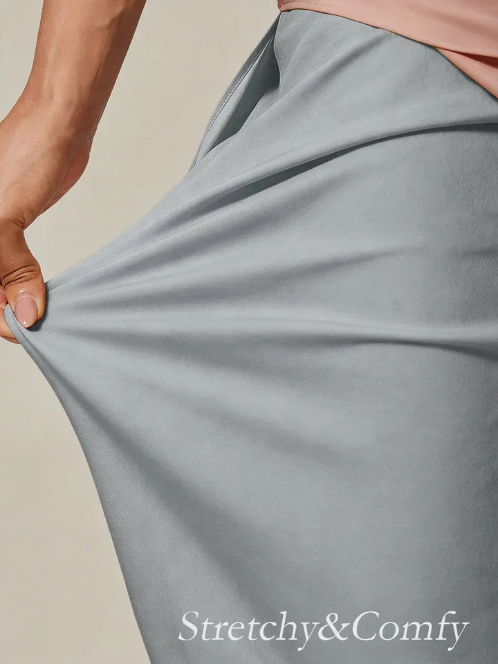 Pantaloni a gamba dritta con lunghezza cropped e sovrapposizione in chiffon