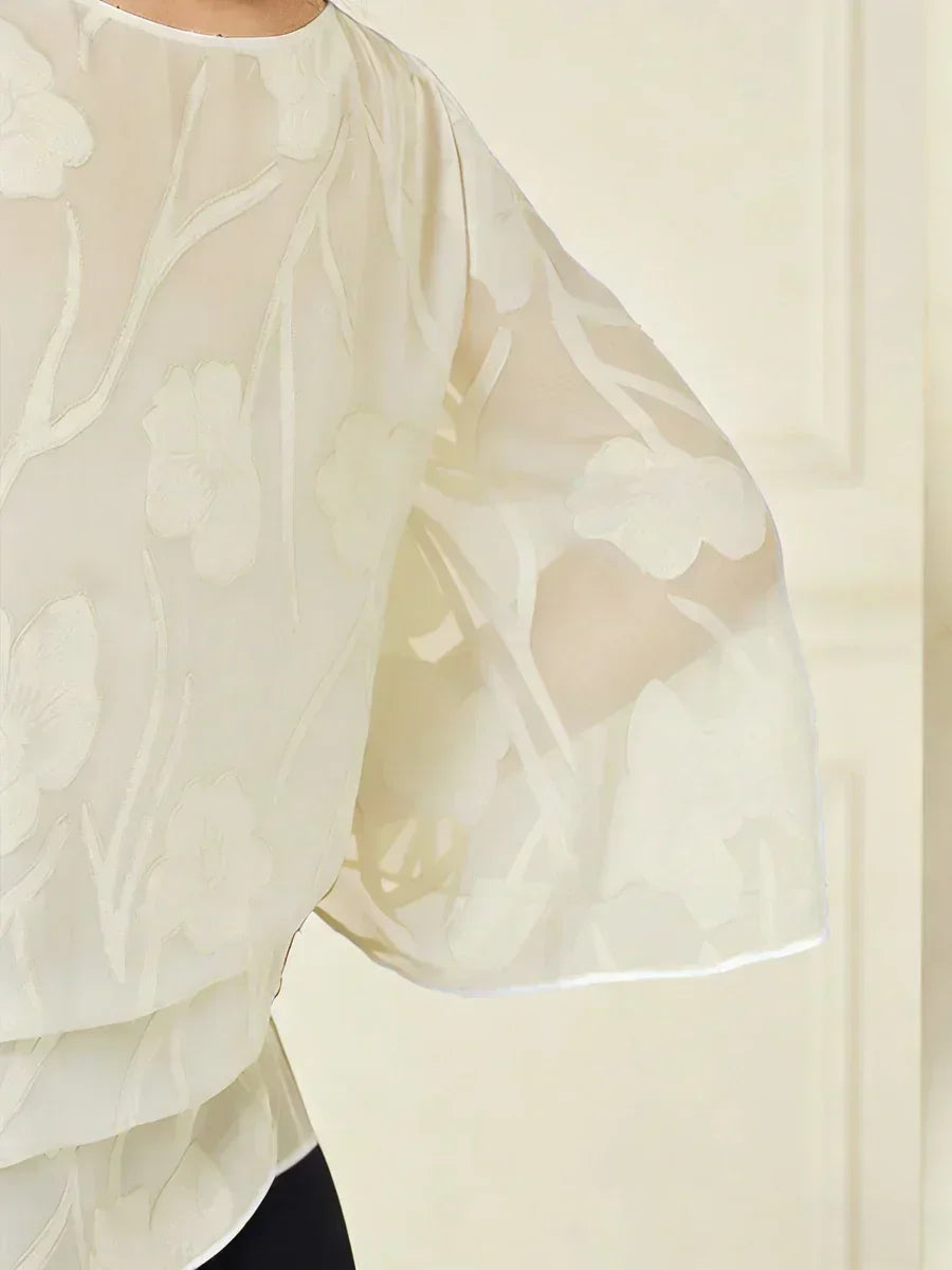 Blusa a Strati in Chiffon con Fiori