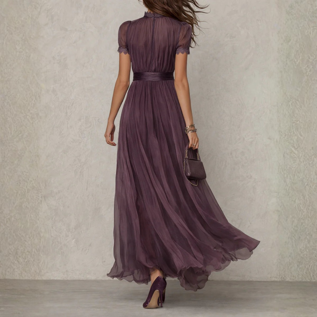 Vivienne | Abito Maxi in Chiffon con Pizzo
