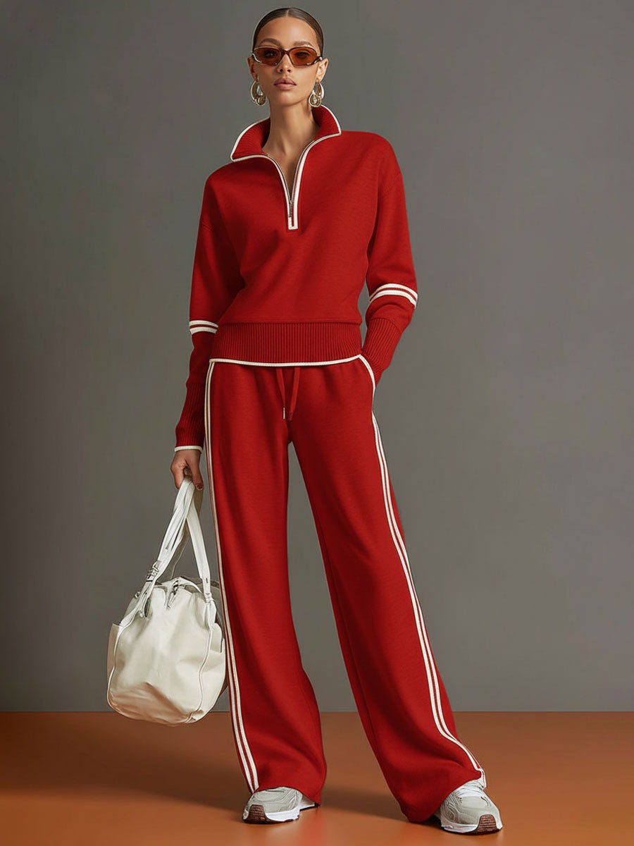 Priscilla - Completo Sportivo Elegante con Felpa Mezza Zip