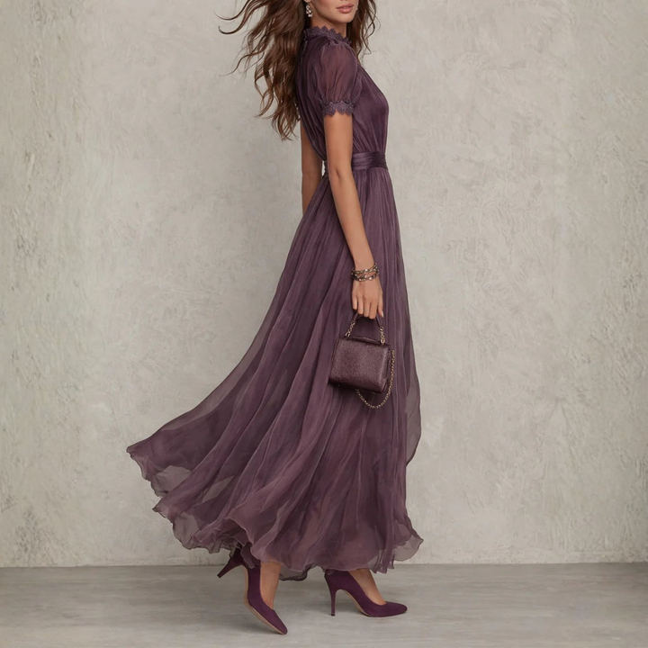 Vivienne | Abito Maxi in Chiffon con Pizzo