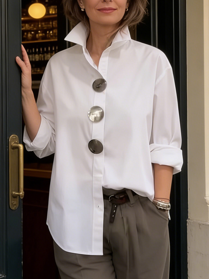 Stellara | Blusa con Collo Alto e Bottoni