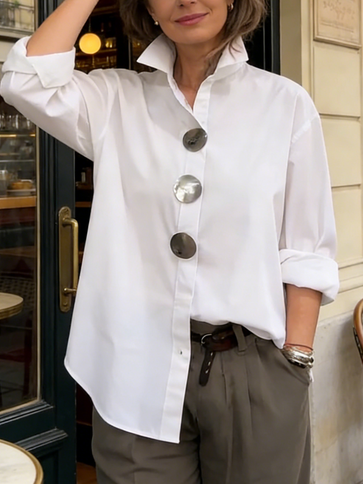 Stellara | Blusa con Collo Alto e Bottoni