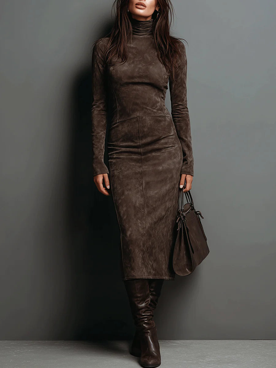 Mildred™ Abito Maxi Elegante in Suede