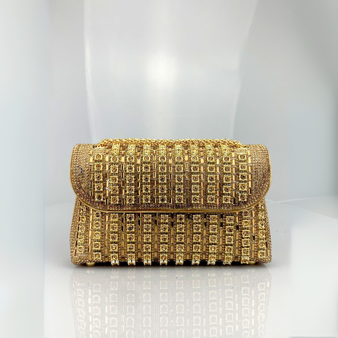 LAVIERA™ - Borsa a spalla con catena e diamanti colorati