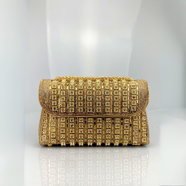 LAVIERA™ - Borsa a spalla con catena e diamanti colorati