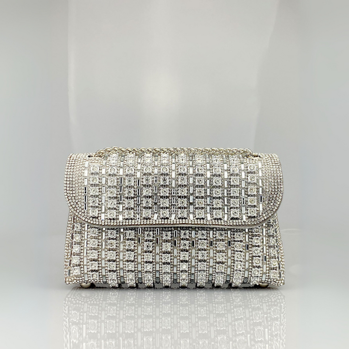 LAVIERA™ - Borsa a spalla con catena e diamanti colorati