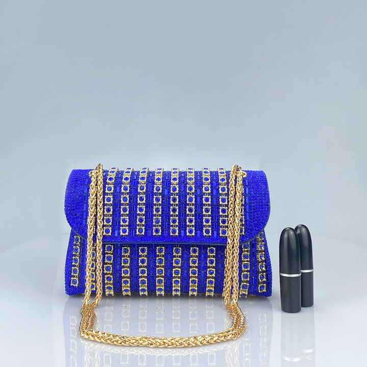 LAVIERA™ - Borsa a spalla con catena e diamanti colorati