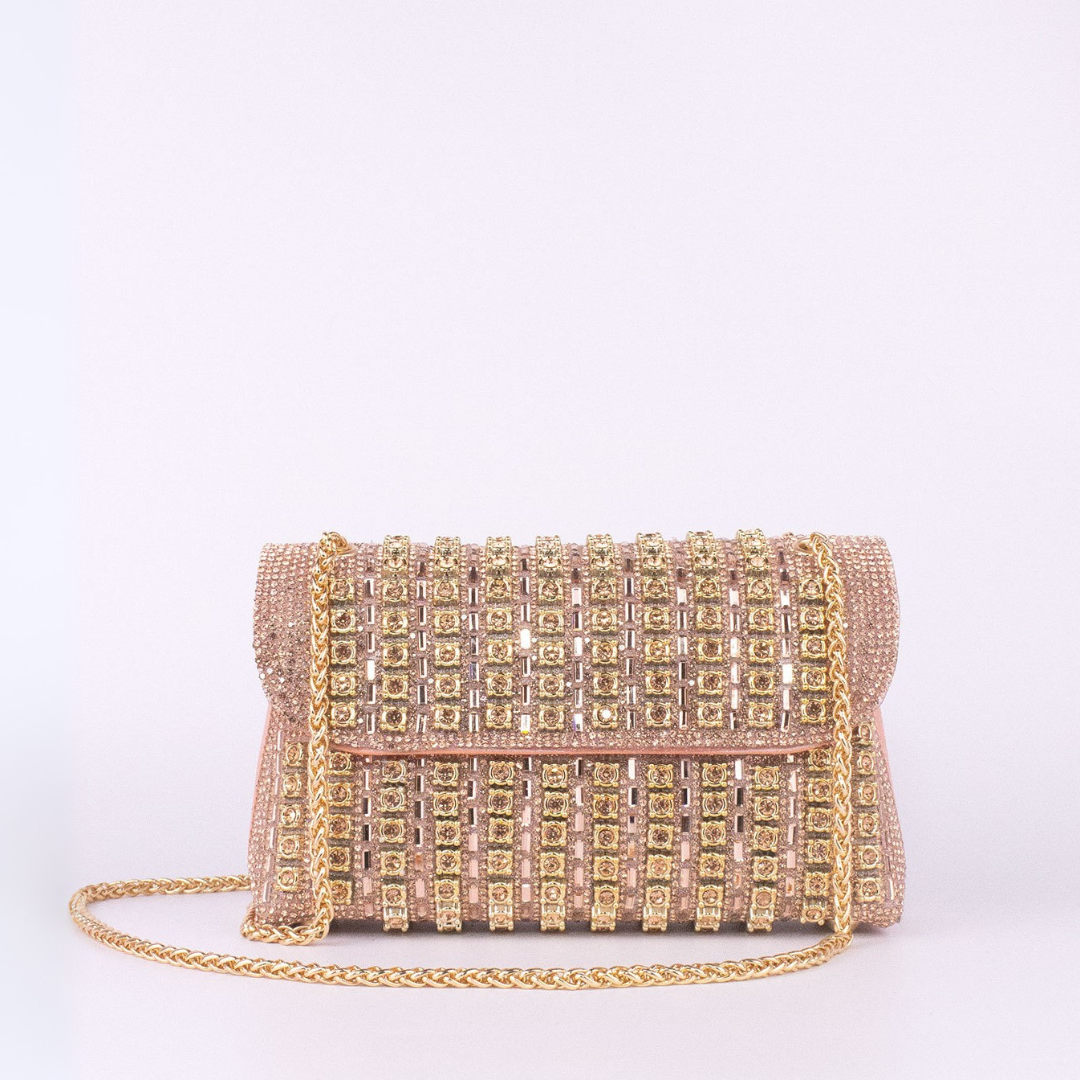 LAVIERA™ - Borsa a spalla con catena e diamanti colorati