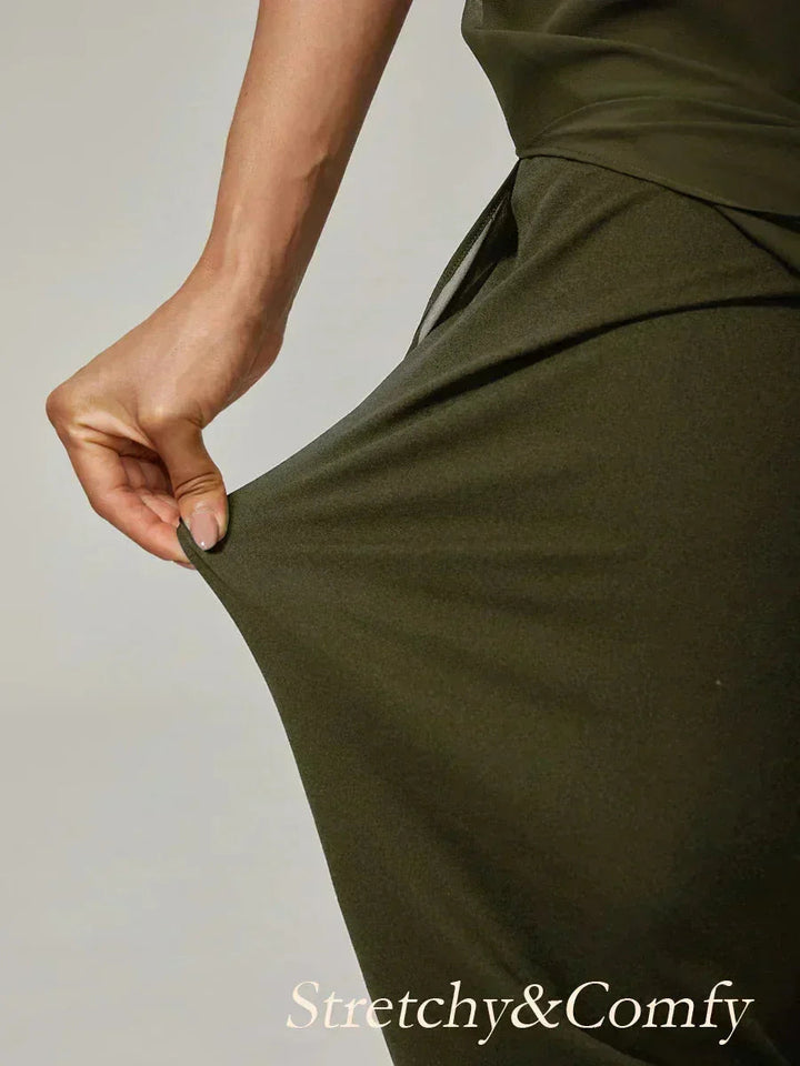 Pantaloni a gamba dritta con lunghezza cropped e sovrapposizione in chiffon