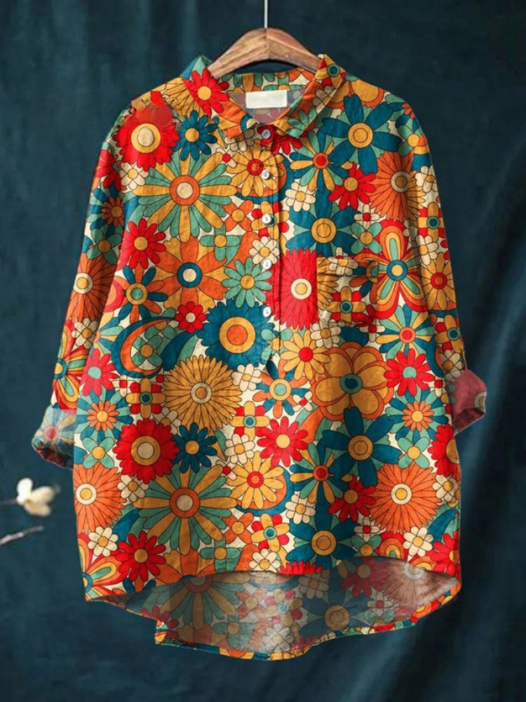 Vivia™ | Blusa in Lino Senza Tempo con Stampa