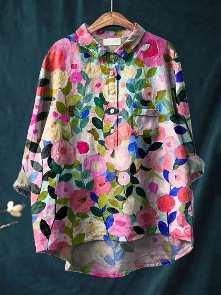 Vivia™ | Blusa in Lino Senza Tempo con Stampa