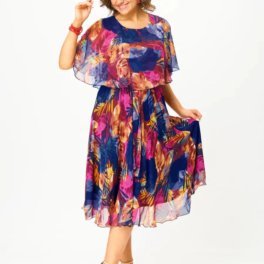 BARBARA | ABITO IN CHIFFON COMODO TAGLIE FORTI