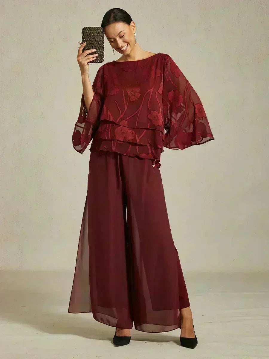 Blusa a Strati in Chiffon con Fiori