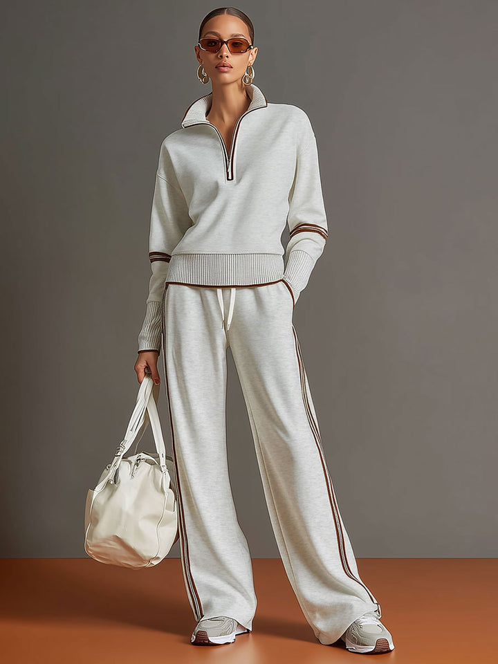 Priscilla - Completo Sportivo Elegante con Felpa Mezza Zip